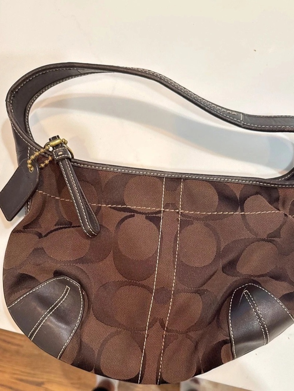 Vintage Coach 11289 Brown Signature Ergo Hobo Bag Y2K
